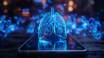 Mobile phone lung imaging technology pneumonia lung cancer epidemic disease health background