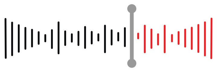 Naklejka premium Pixel stereo waveform. Audio music sound wave. Audio spectrum. Equalizer, vibration, soundwave, voice on white background.