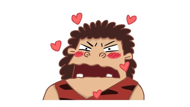 Animated Caveman Falling in Love - White Background