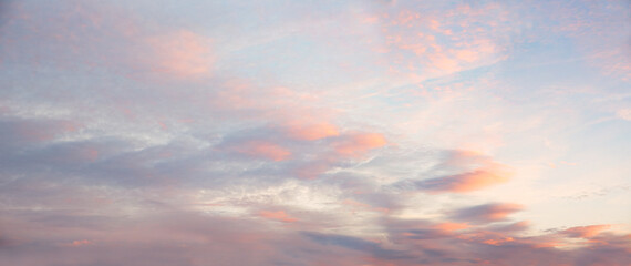 sunset sky panorama with soft light pink clouds - Powered by Adobe