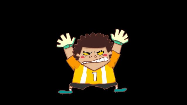 Animated Goalkeeper Spreading Arms with Transparent Background