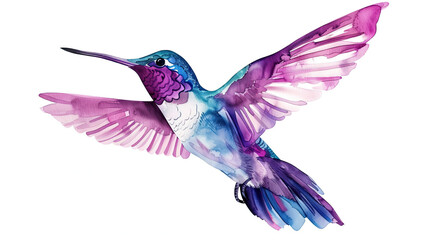 Hummingbird watercolor isolated on white background