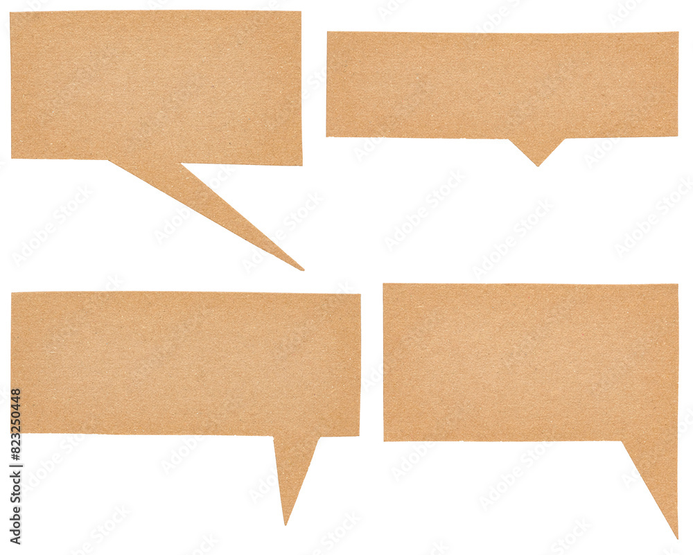 Poster collection set bundle of blank cut out paper cardboard speech bubbles with copy space for text on tr