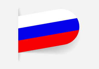 Russia flag icon, logo or tag. Russian national symbol banner. Vector illustration.