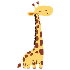 Flat vector illustration. Safari animals. Cute giraffe on white background . Vector illustration © Alena
