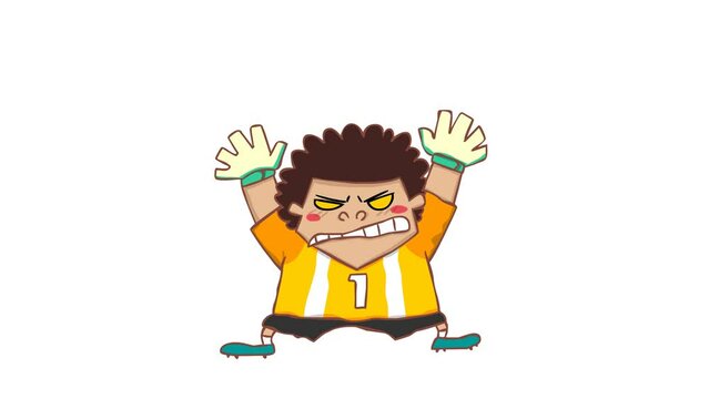  Animated Goalkeeper Spreading Arms with White Background
