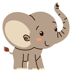 Flat vector illustration. Animals of Africa and safari. Cute elephant on white background . Vector illustration