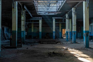 Abandoned old wooden industrial factory