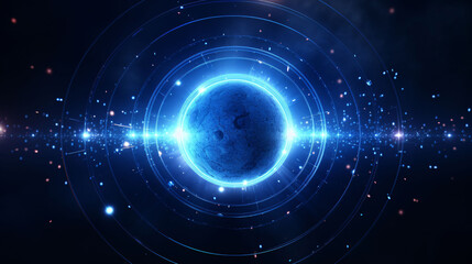 Obraz premium Big data technology background network creative picture, abstract planet particle PPT poster main visual background