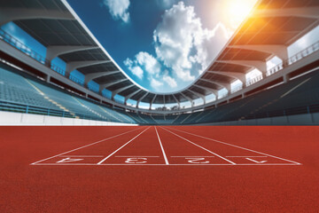 textured  athlete running track bein sunlight with copy space - center.