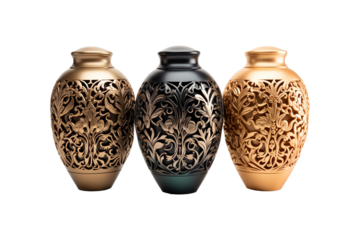 Cremation Urns isolated on transparent background.