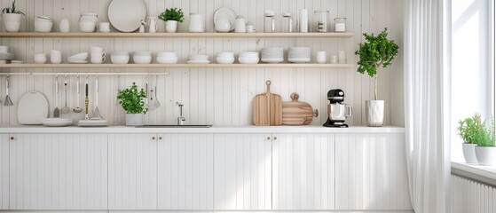 Clean white kitchen with minimalist decor