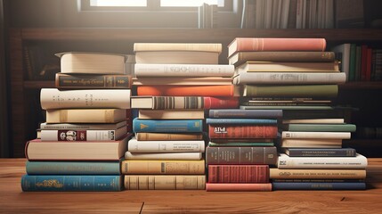 A photo of a group of diverse educational books.