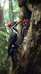 
feeding behaviors and ecological roles of woodpeckers in the forest, including their impact on tree health