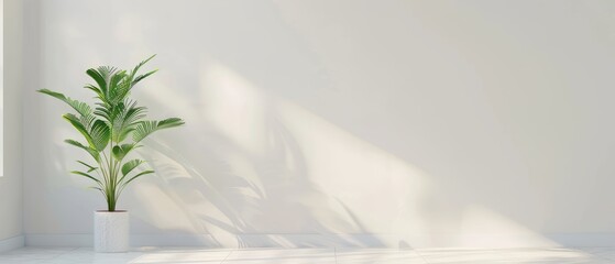 Minimalist home with a single green plant