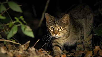 cat in the grass in jungle