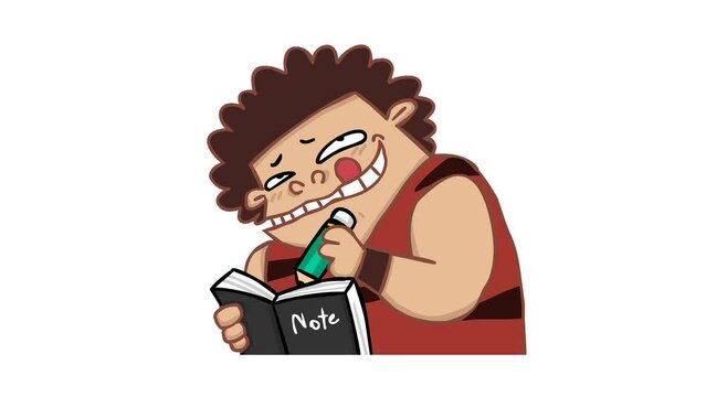 Animated Caveman Writing Book - White Background