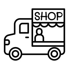 Food truck icon in thin line style Vector illustration graphic design