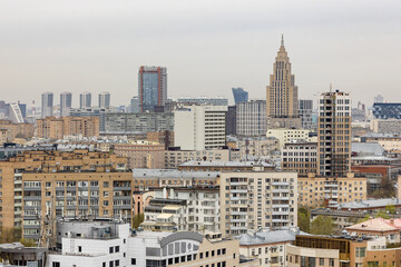 Russia. Moscow. View of the Moscow building from the top point