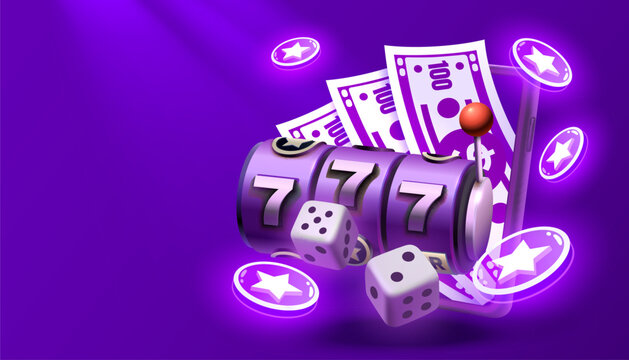 Casino slots machine winner, online games phone, 777 win banner. Vector illustration