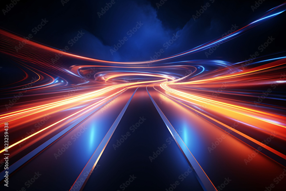Aufkleber dark tunnel with glowing lighting, abstract technology speed concept 3d rendering