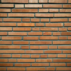 Obraz premium This image displays a close-up view of a brick wall with evenly spaced, horizontal bricks and visible mortar lines.