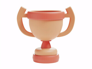 Trophy prize cup 3d rendering illustration, first place championship trophy 3d rendering concept illustration