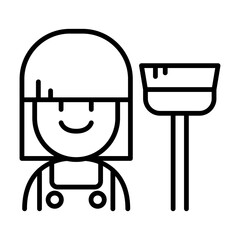 Housekeeper icon in thin line style Vector illustration graphic design