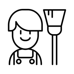 Housekeeper icon in thin line style Vector illustration graphic design