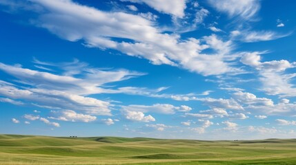 Fototapeta premium Ethereal clouds drift through the expansive sky