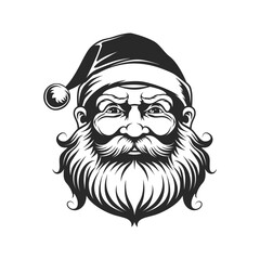 Obraz premium Detailed Black and White Santa Claus Illustration. Minimal icon design isolated on white background. Vector illustration. AI Generated.