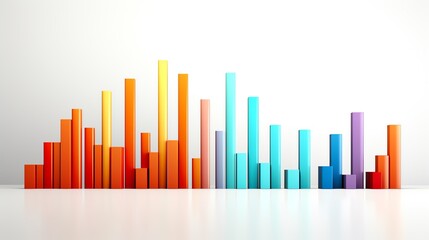 Colorful 3D bar graph representing data. Bright colors include red, orange, yellow, green, blue, and purple.
