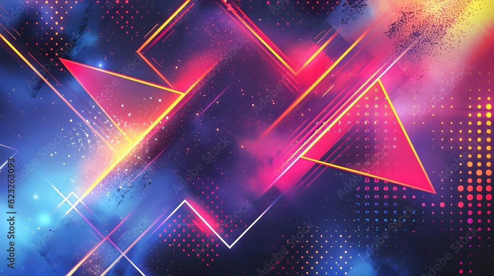 Aufkleber dynamic neon geometric background for tech product concept display