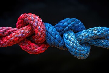 Colorful ropes tied in knots