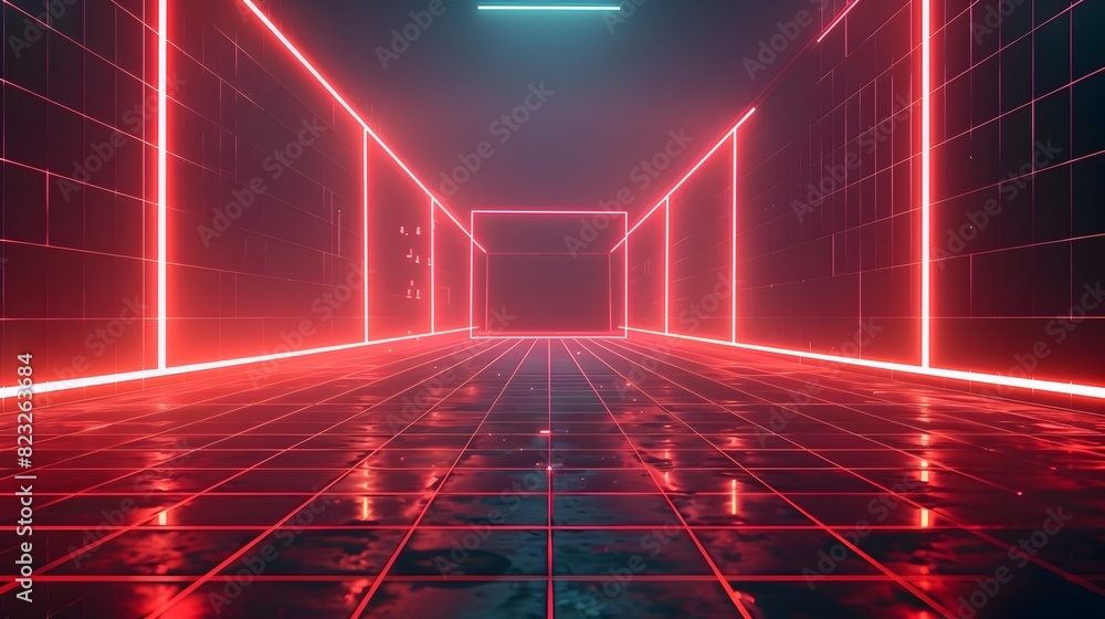 Aufkleber sleek futuristic neon grid background with glowing lines for cutting edge electronics and innovative