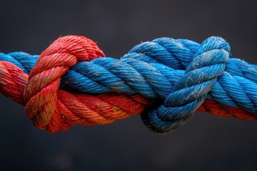 Colorful ropes tied in knots
