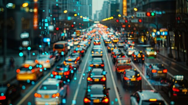 A before and after image of a congested road showing the difference in traffic flow after the implementation of AI traffic optimization.