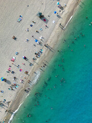 Aerial view of beachgoers at Miami Beach, FL