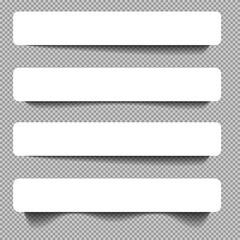 Set of realistic flat shadows. Vector realistic shadow isolated. Collection of linear shadows on png background. Vector illustration.
