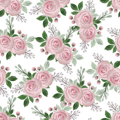 seamless pattern of pink rose bouquet for fabric