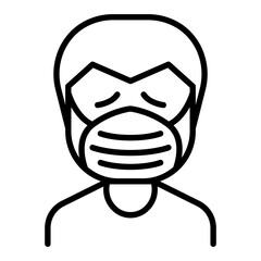 Man wear mask icon in thin line style Vector illustration graphic design
