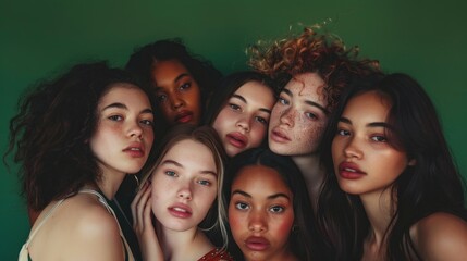 Fototapeta premium A group of women with different hair colors and styles are posing for a photo