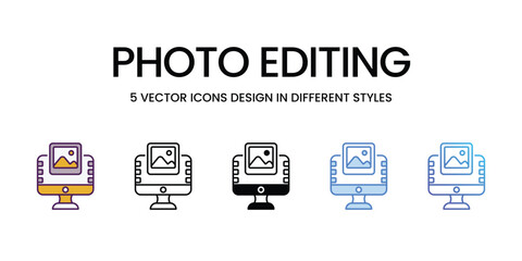 Photo Editing Icons different style vector stock illustration
