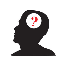 illustration of a person who is confused, question marks in their mind