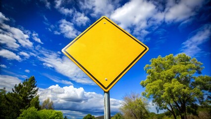 blank yellow road sign