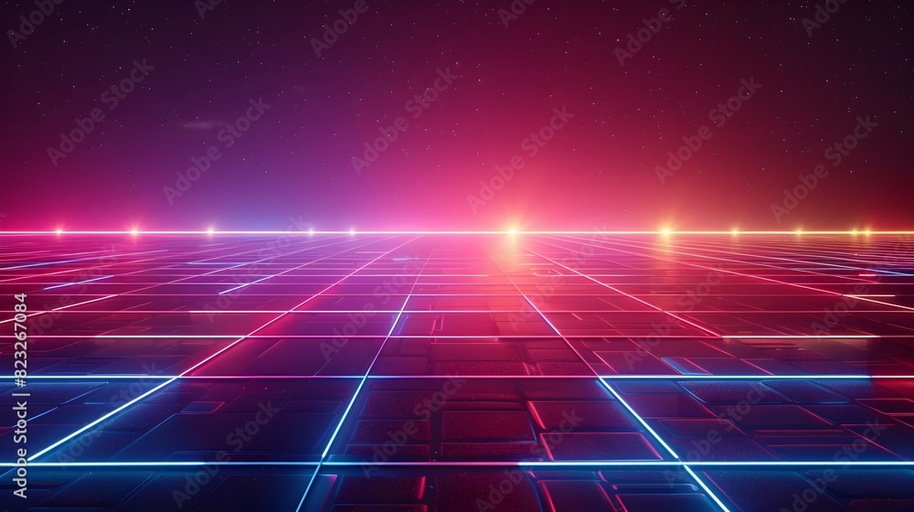 Poster sleek neon grid background for sophisticated tech product displays with minimalist design and copy s
