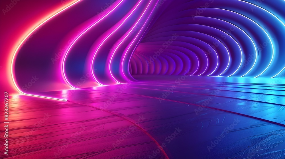 Poster Vibrant Neon Backdrop with Abstract Patterns and Bright Colors for Creative Product Displays and Concept Visualizations