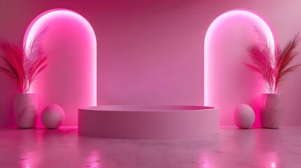 Soft Neon Pink Background for Glamorous Product Showcase and Feminine Accessory Display