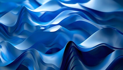 Obraz premium Abstract blue background with wavy shapes, a simple 3D rendered illustration 