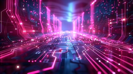Futuristic Neon Circuit Background for Innovative Tech Gadget Showcase